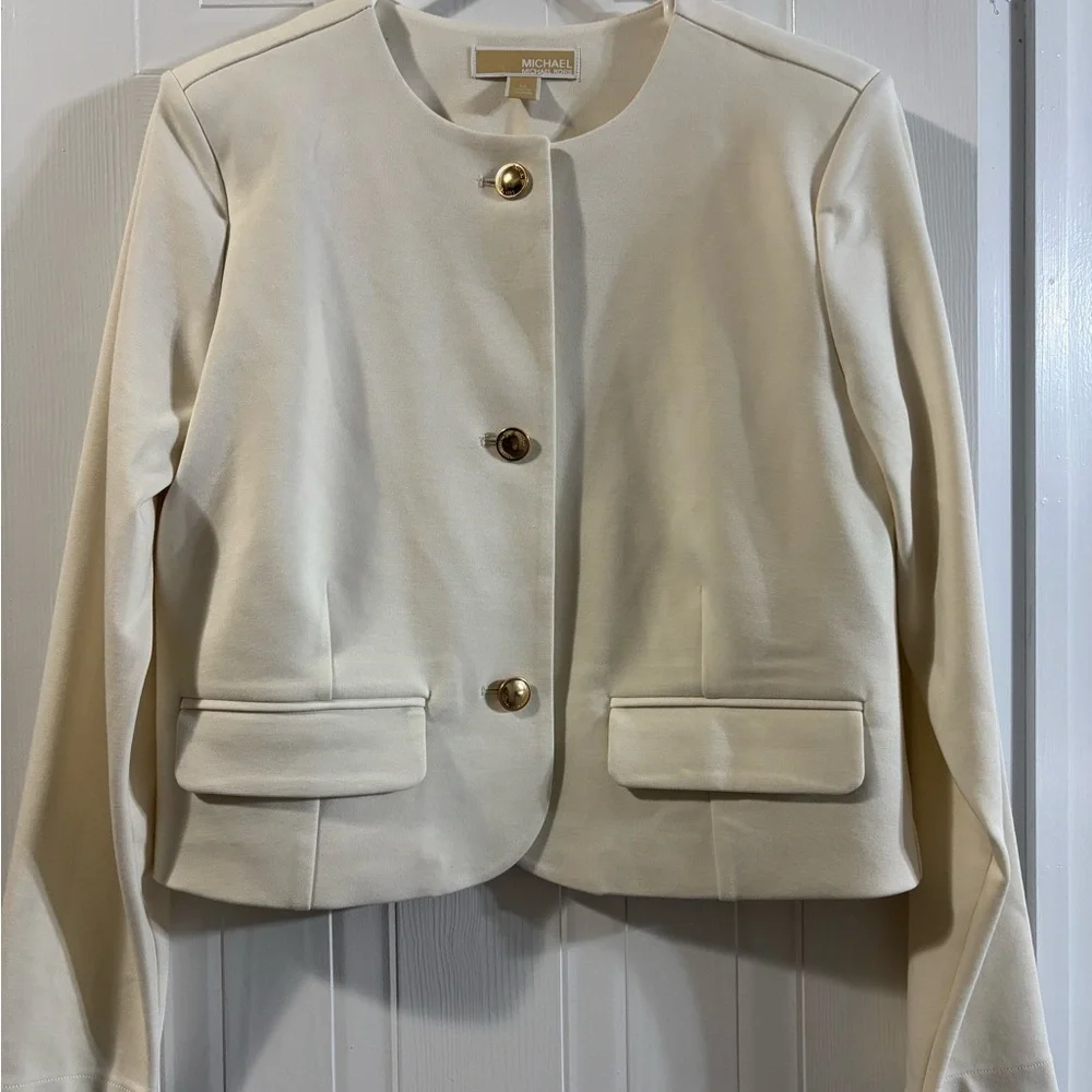 Michael Kors Cream Blazer and skirt with Gold Buttons